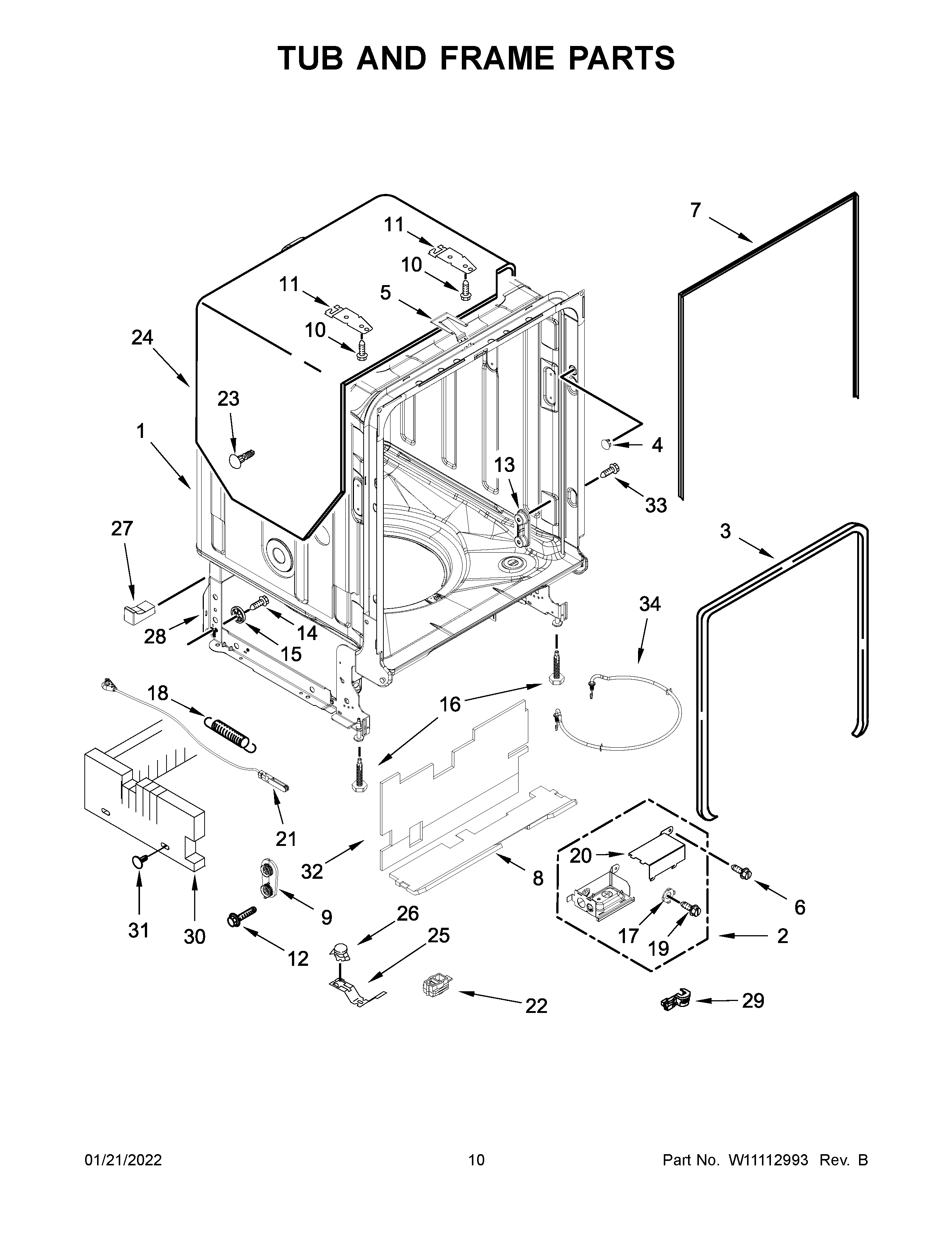 TUB AND FRAME PARTS