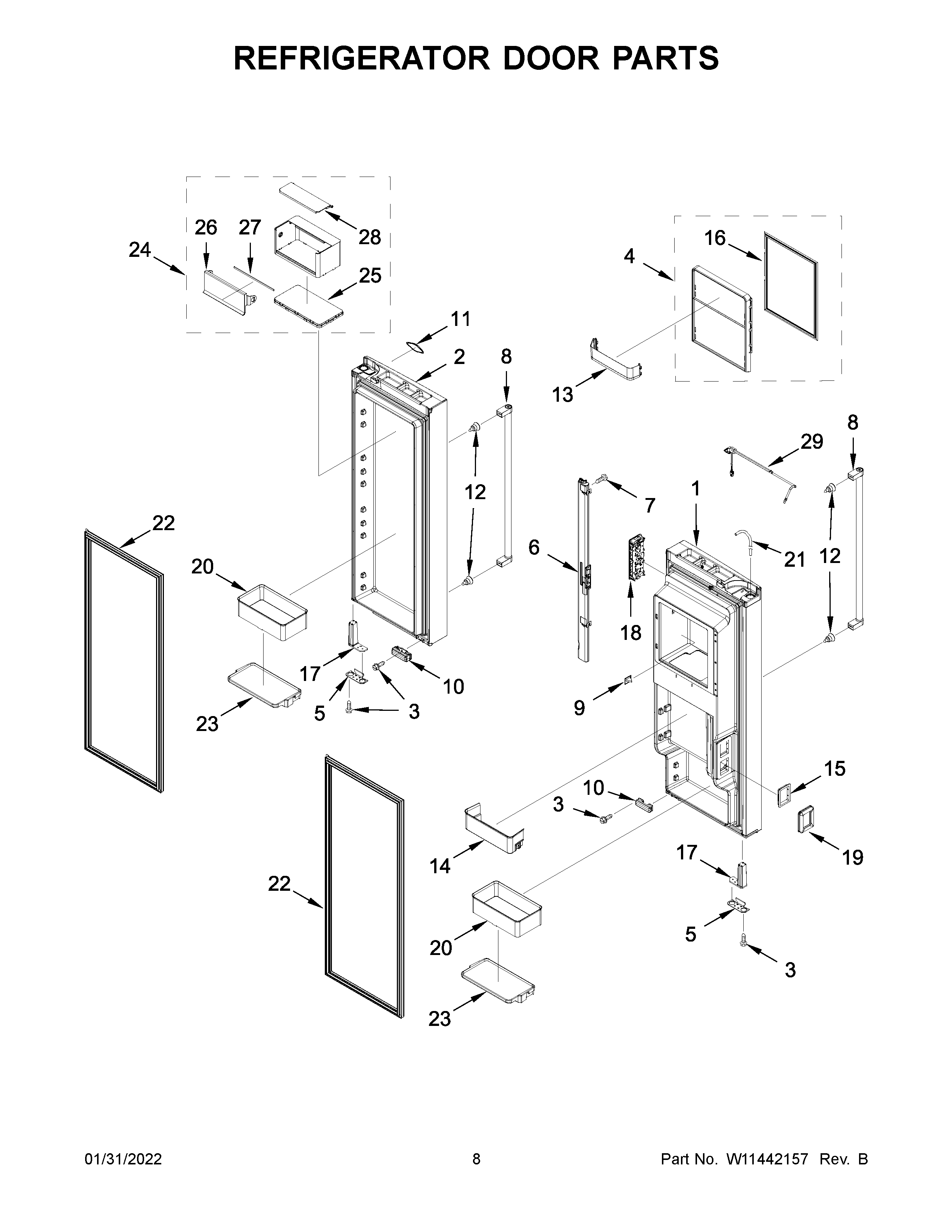 Refrigerator door parts