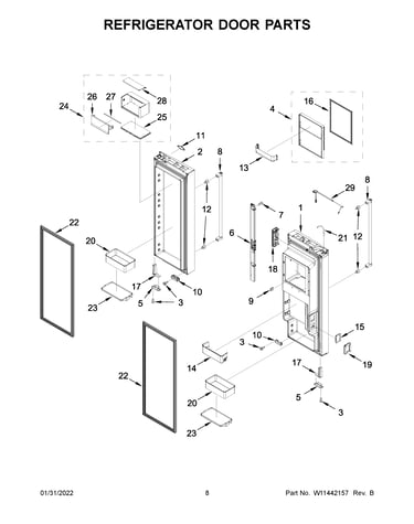 Refrigerator door parts