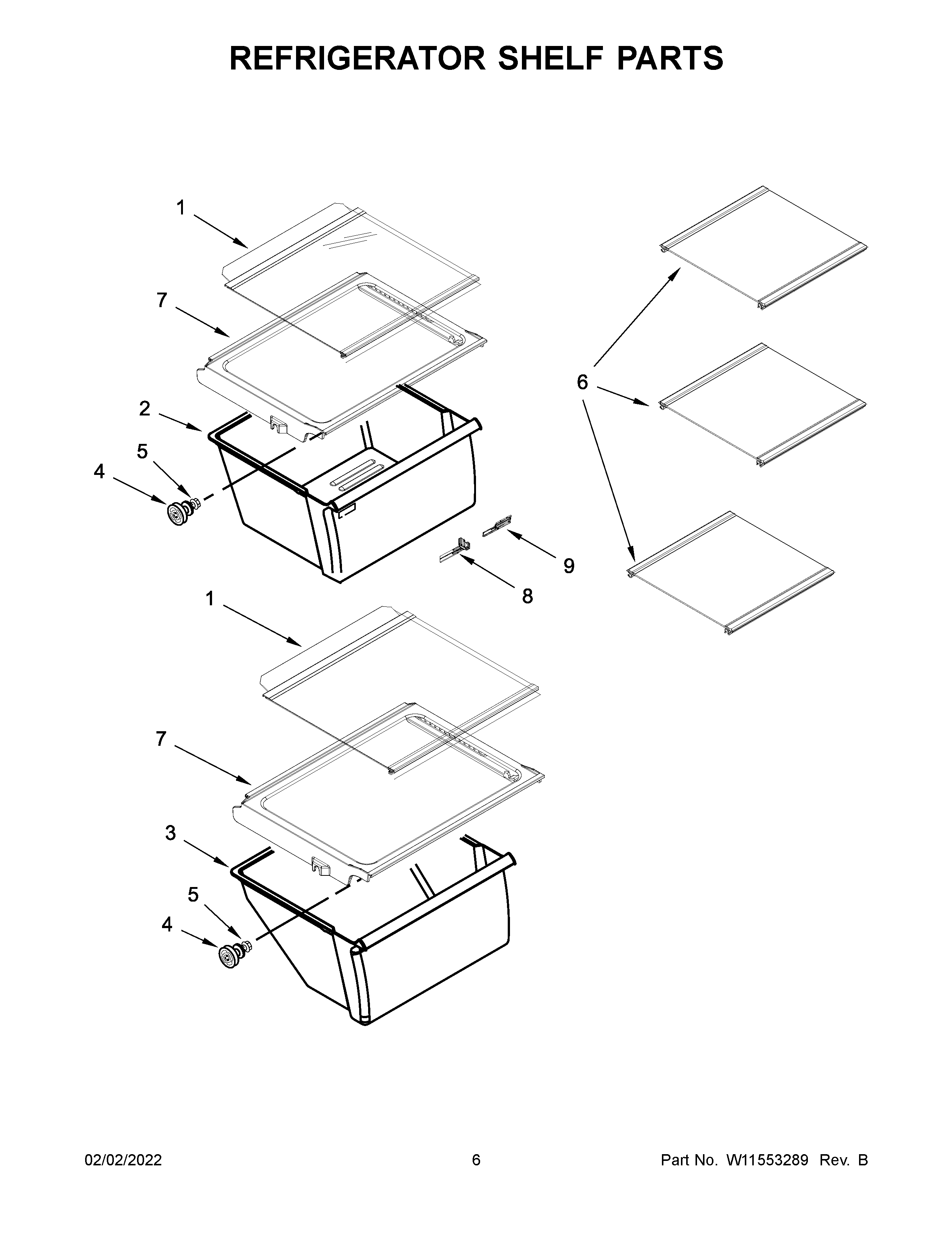 Refrigerator shelf parts