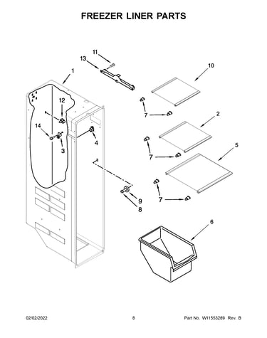 Freezer liner parts