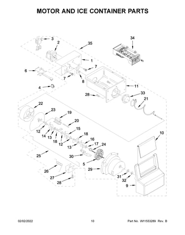 Motor and ice container parts