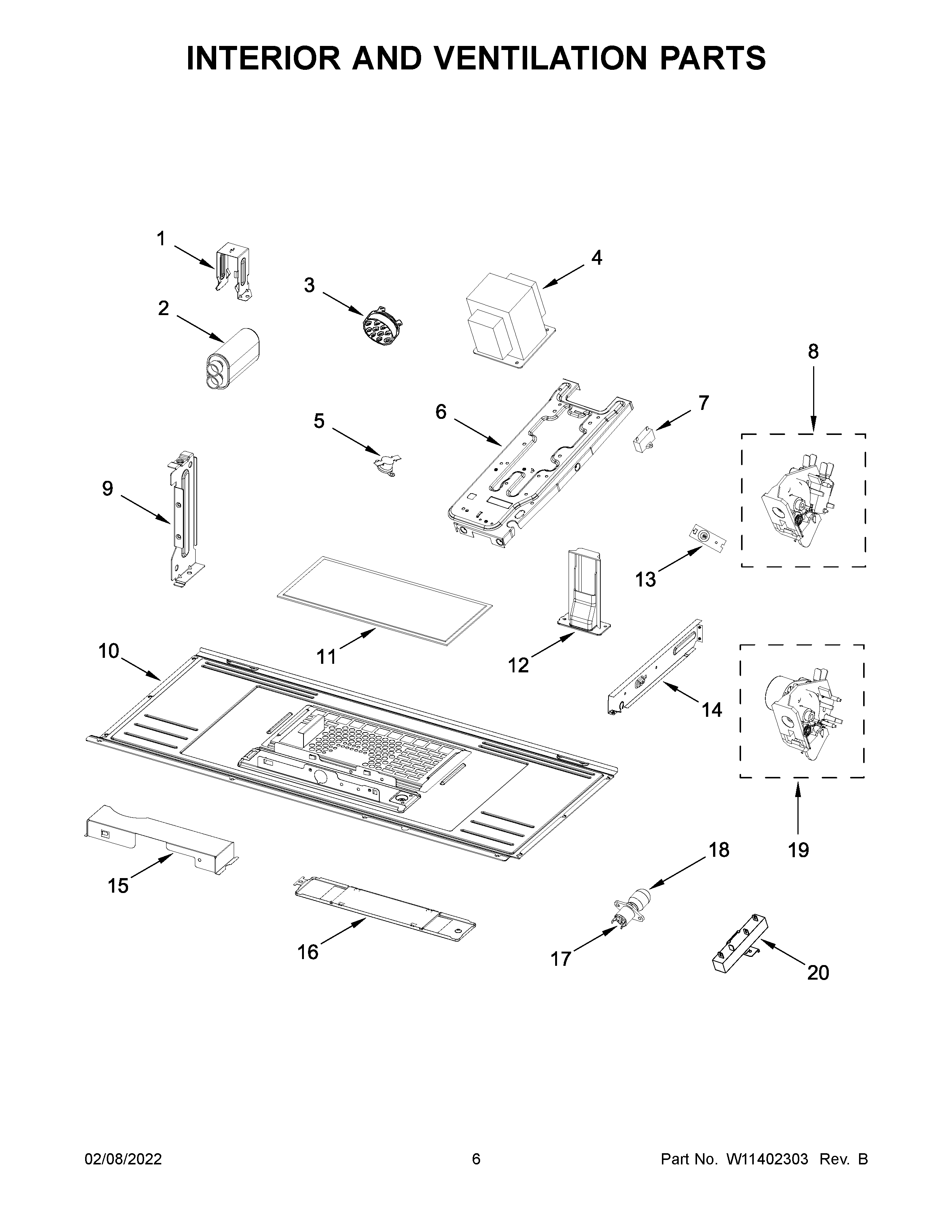 Interior and ventilation parts