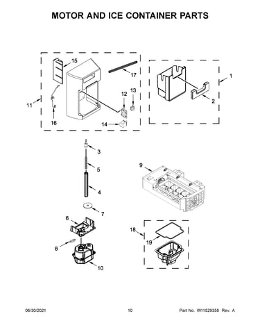 Motor and ice container parts
