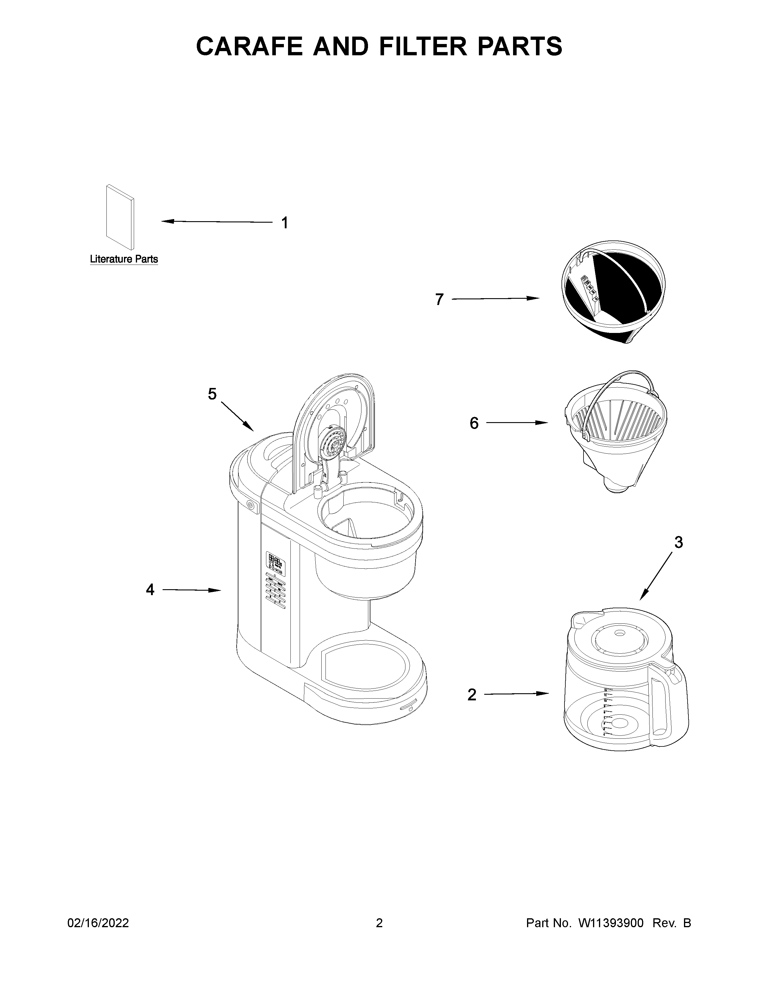 Carafe and filter parts