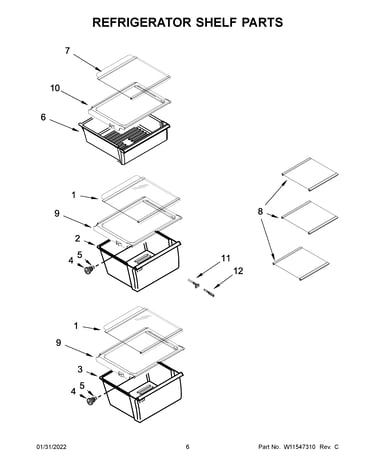 Refrigerator shelf parts