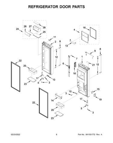 Refrigerator door parts