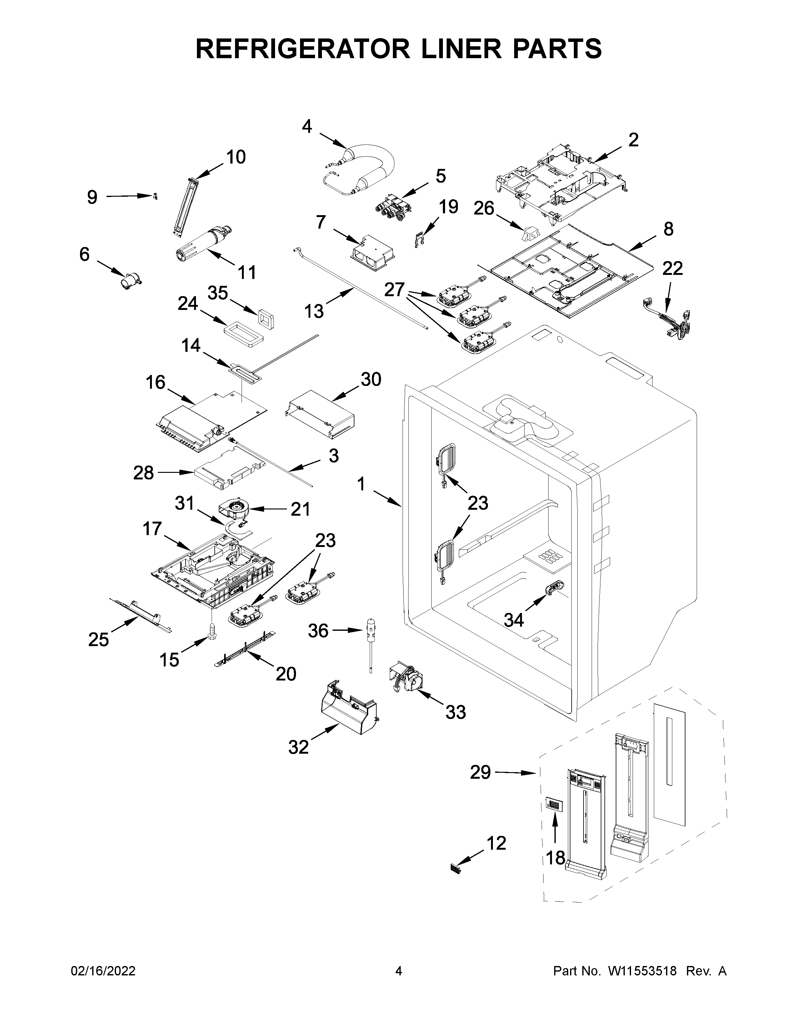Refrigerator liner parts