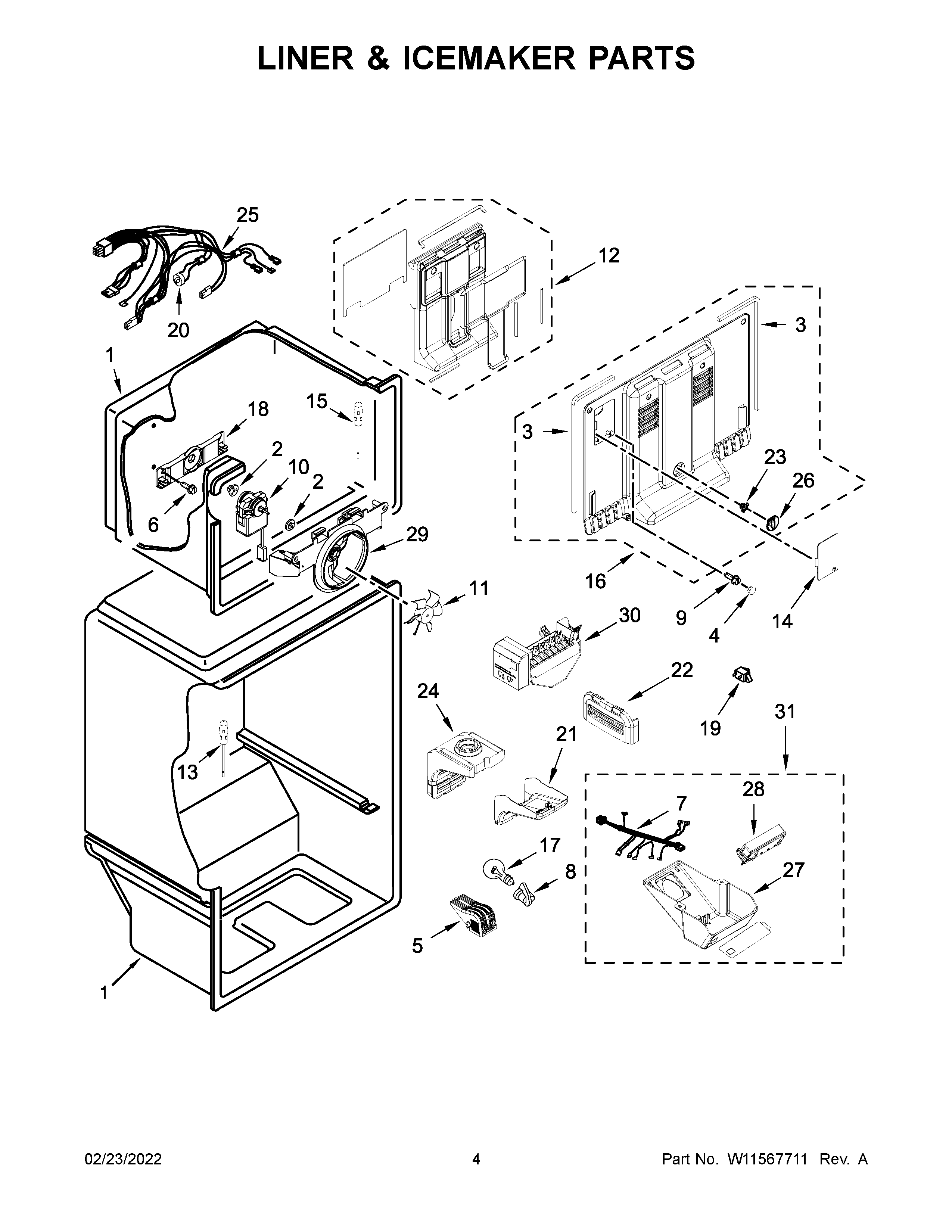 Liner & icemaker parts