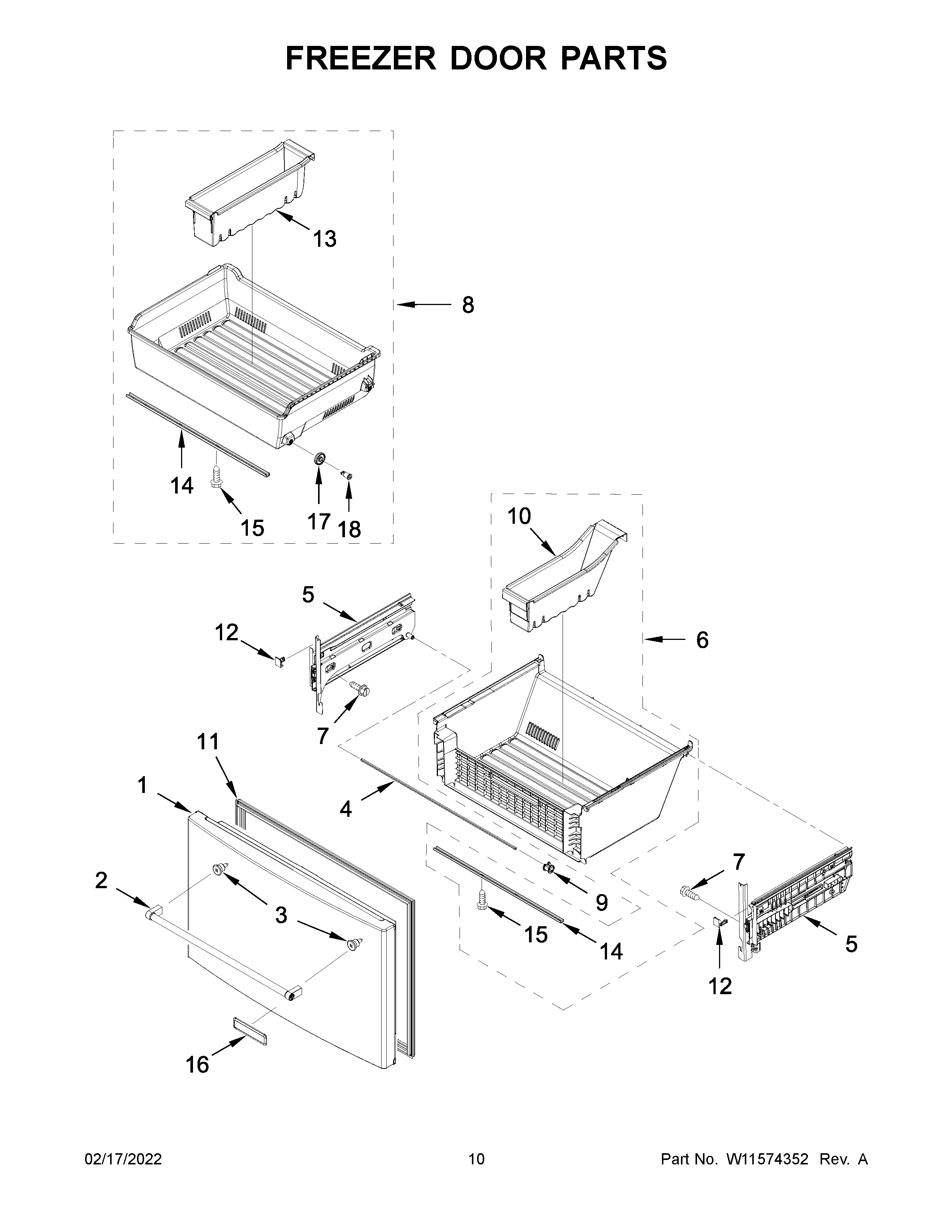 Freezer door parts