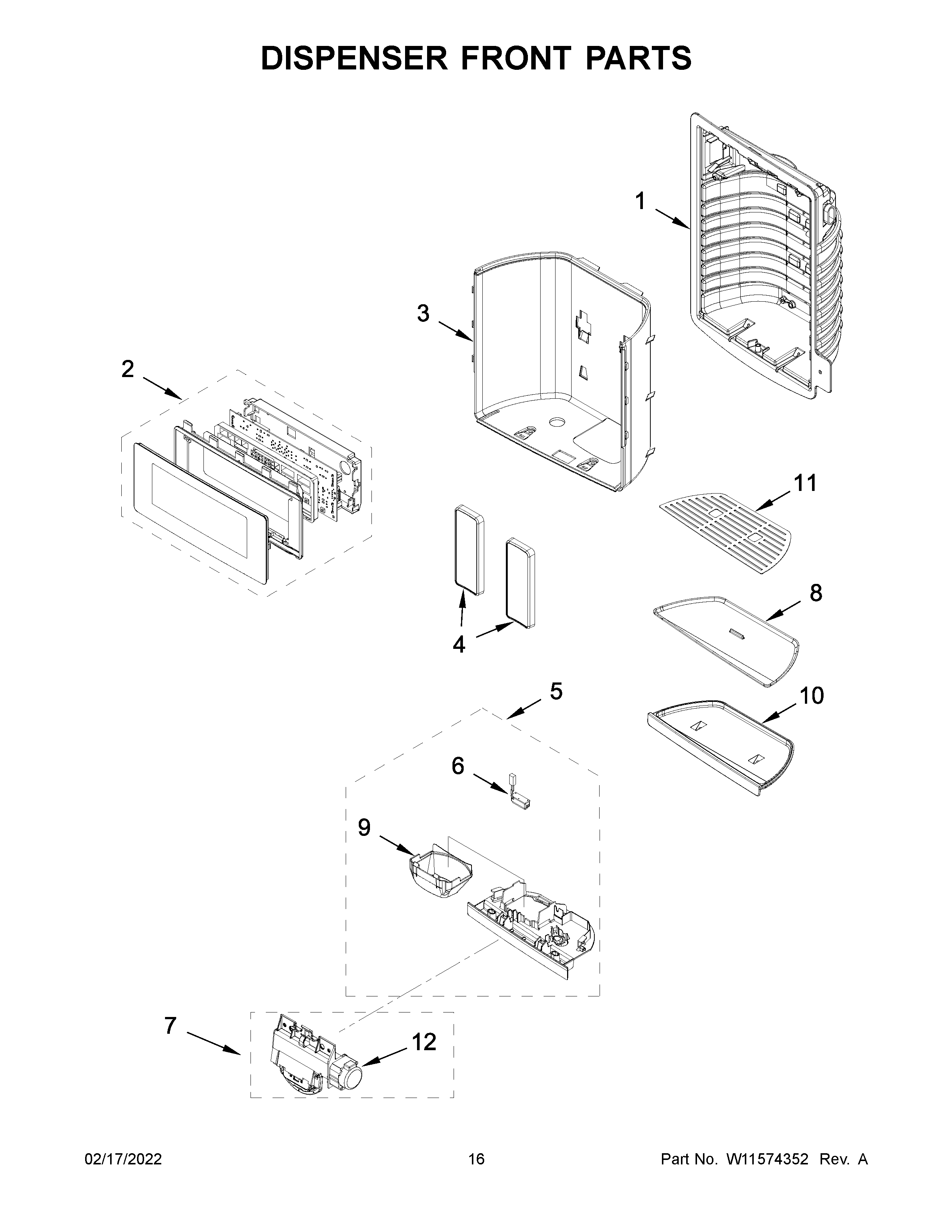 Dispenser front parts