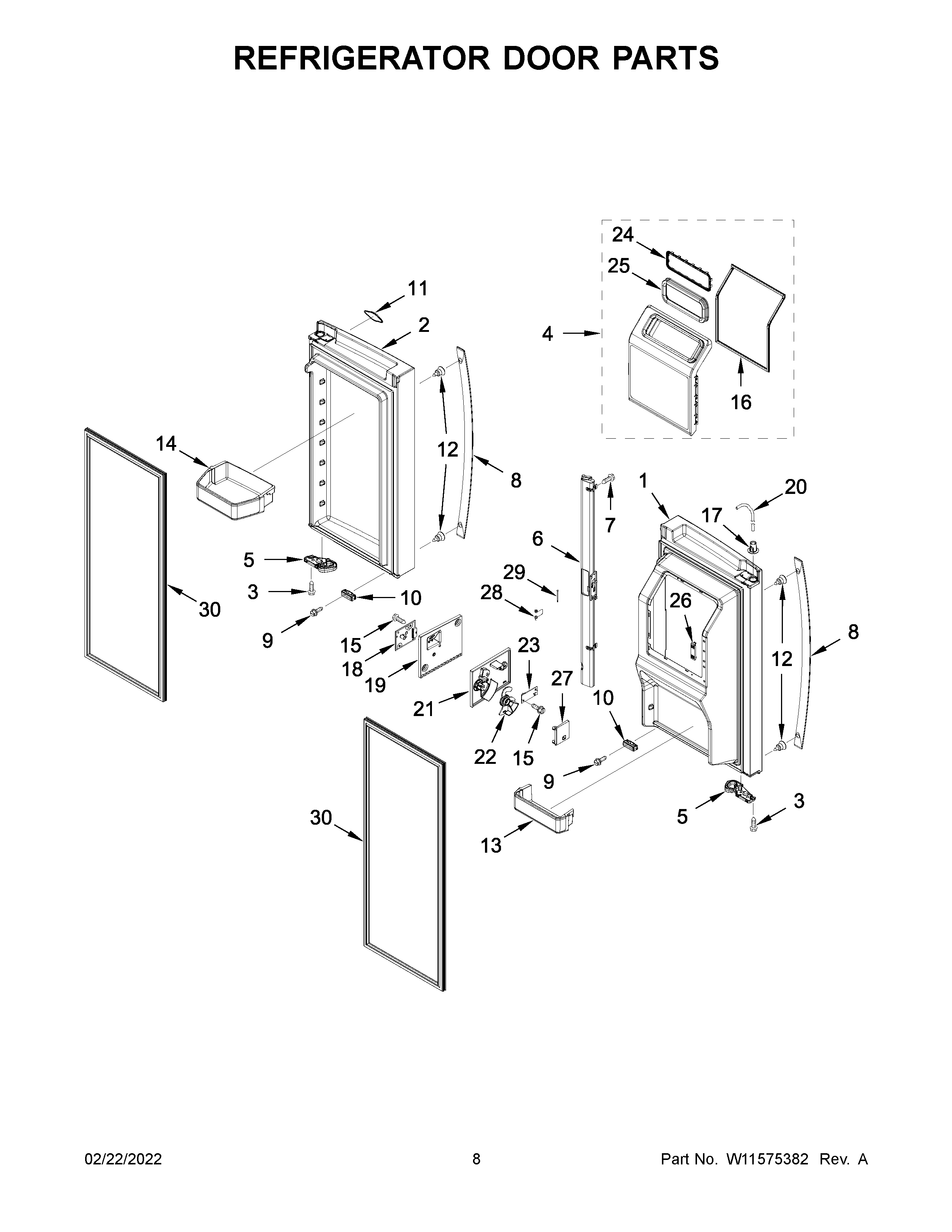 Refrigerator door parts