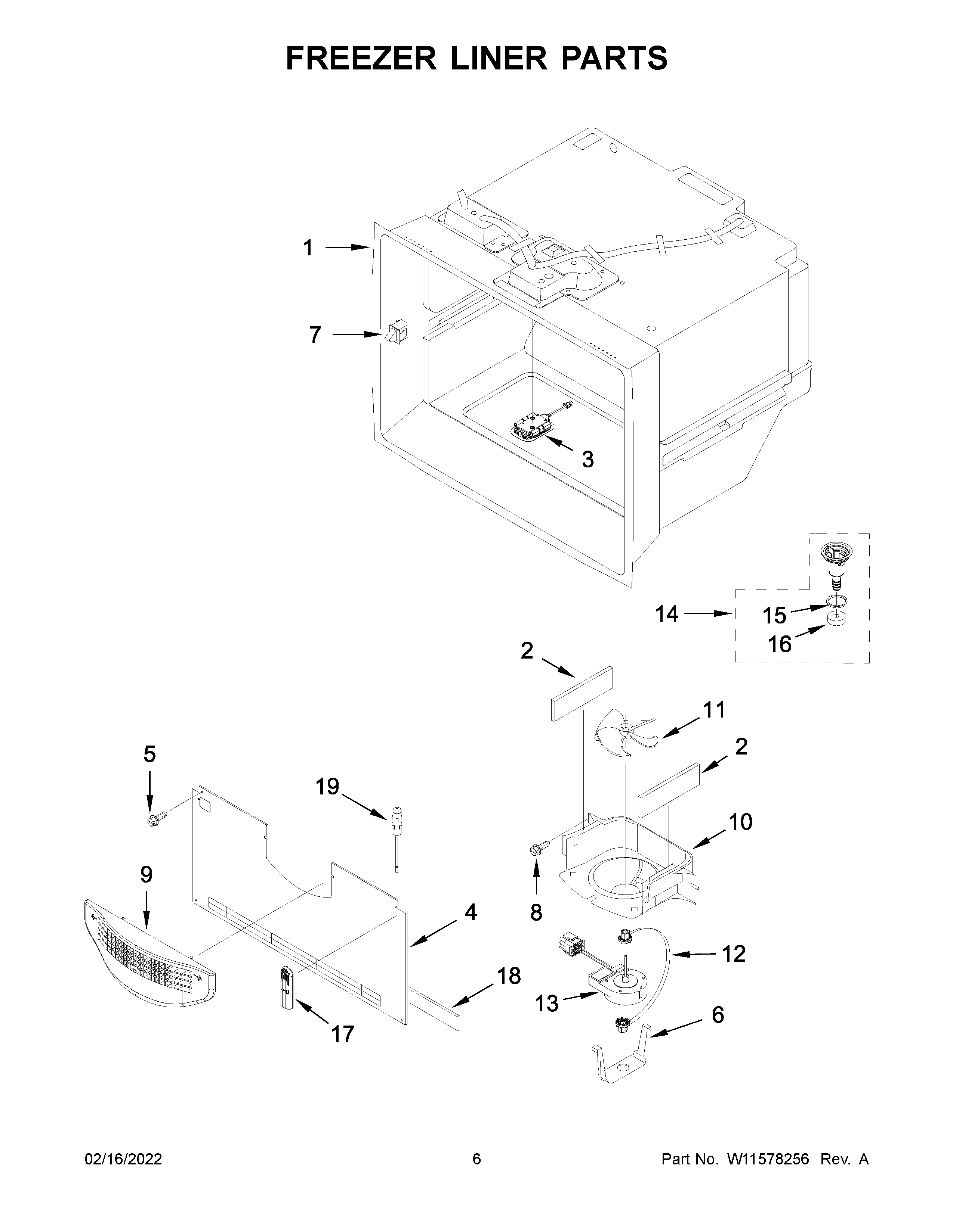 Freezer liner parts