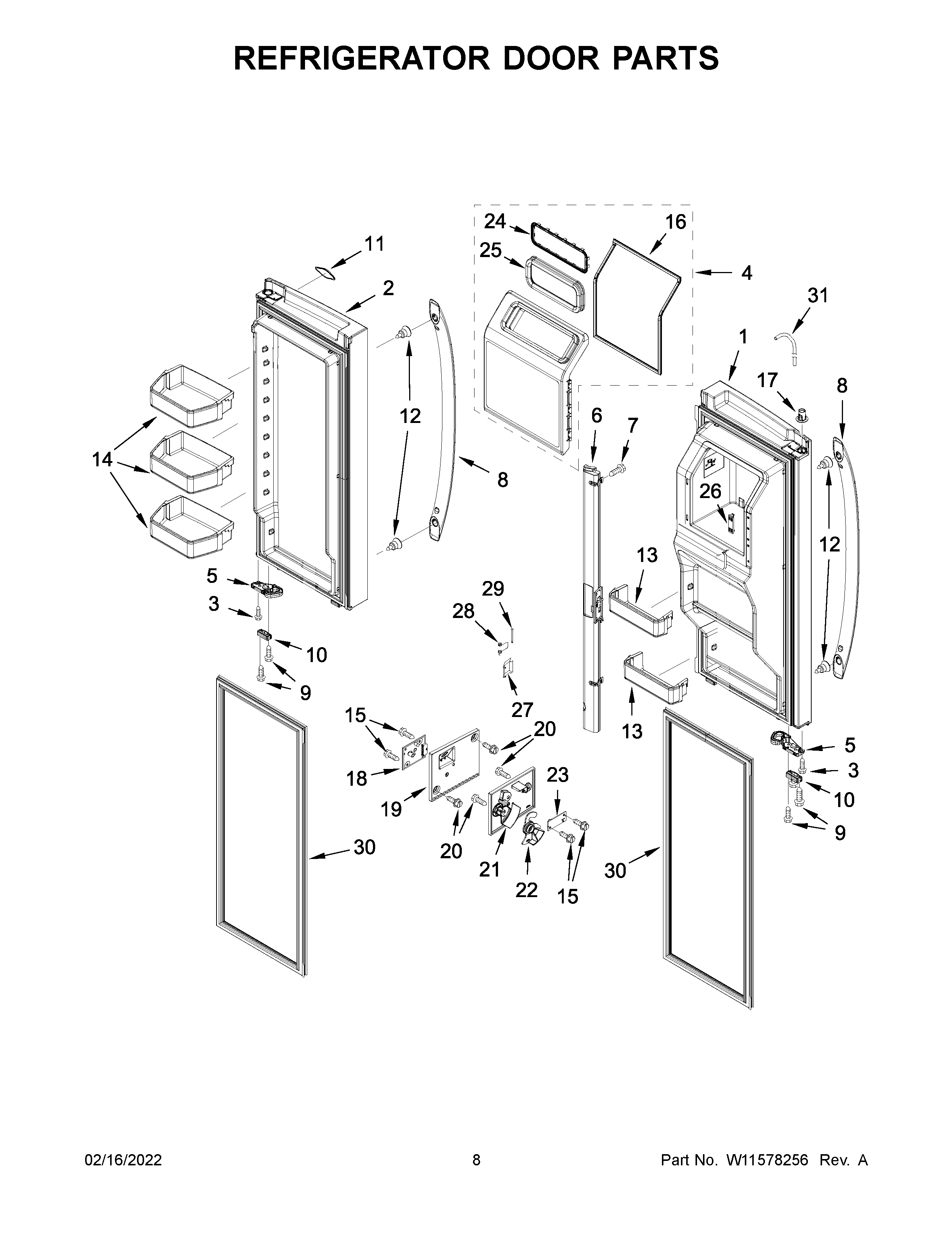 Refrigerator door parts