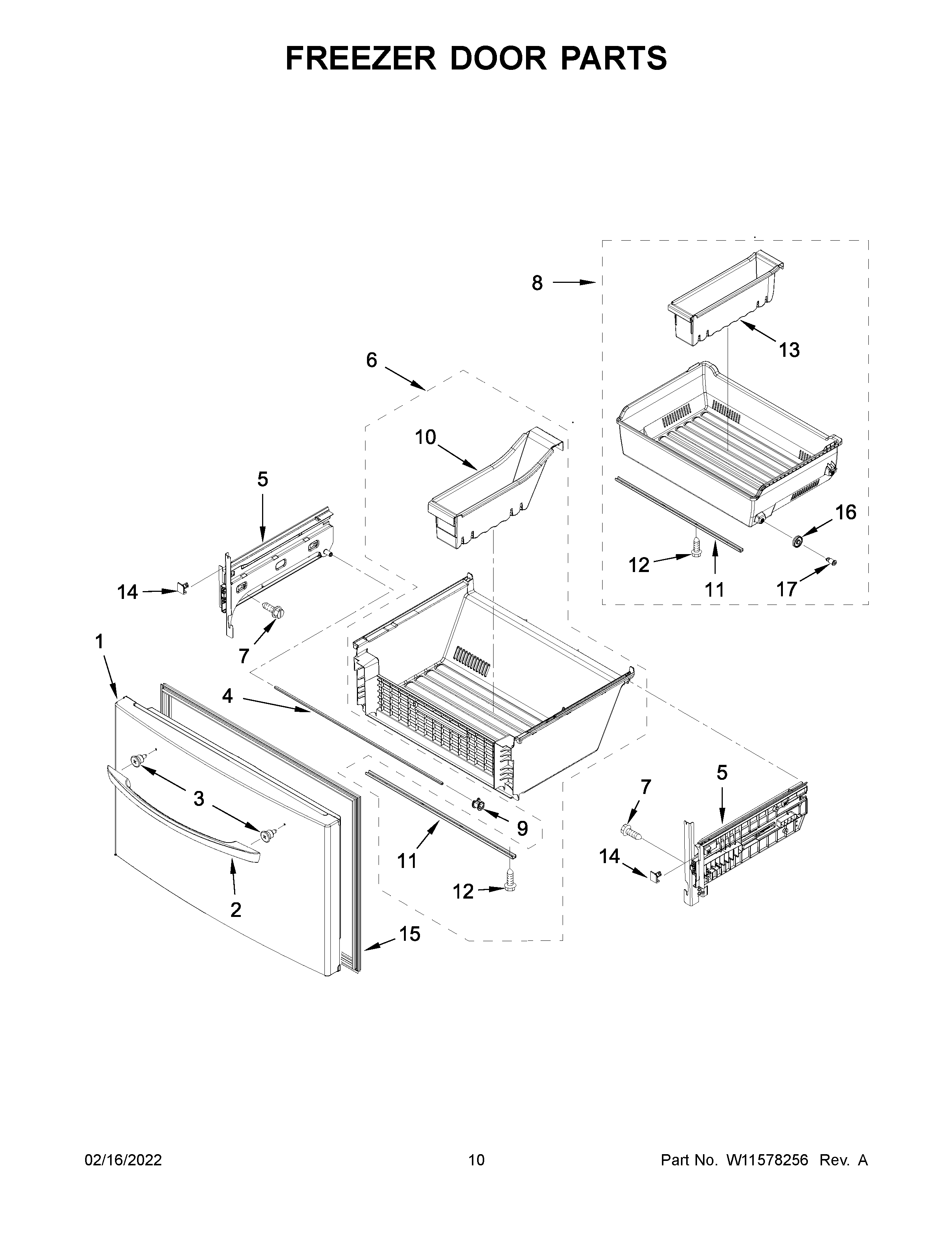 Freezer door parts