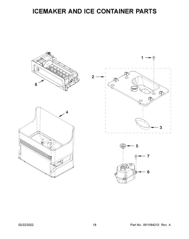 Icemaker and ice container parts