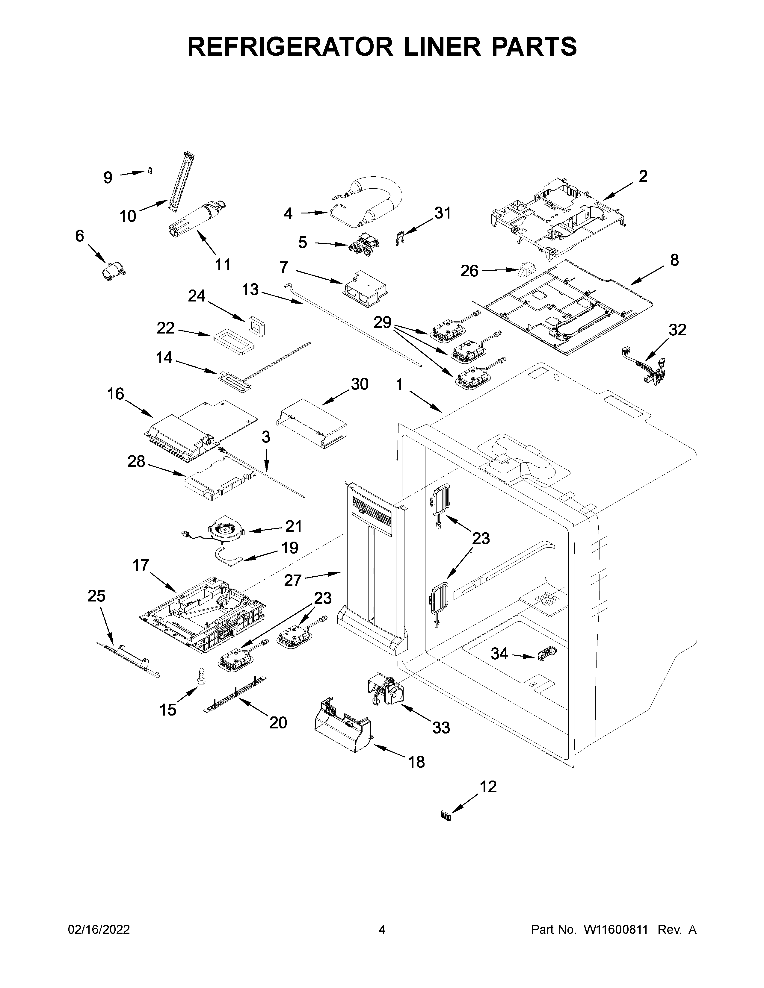 Refrigerator liner parts