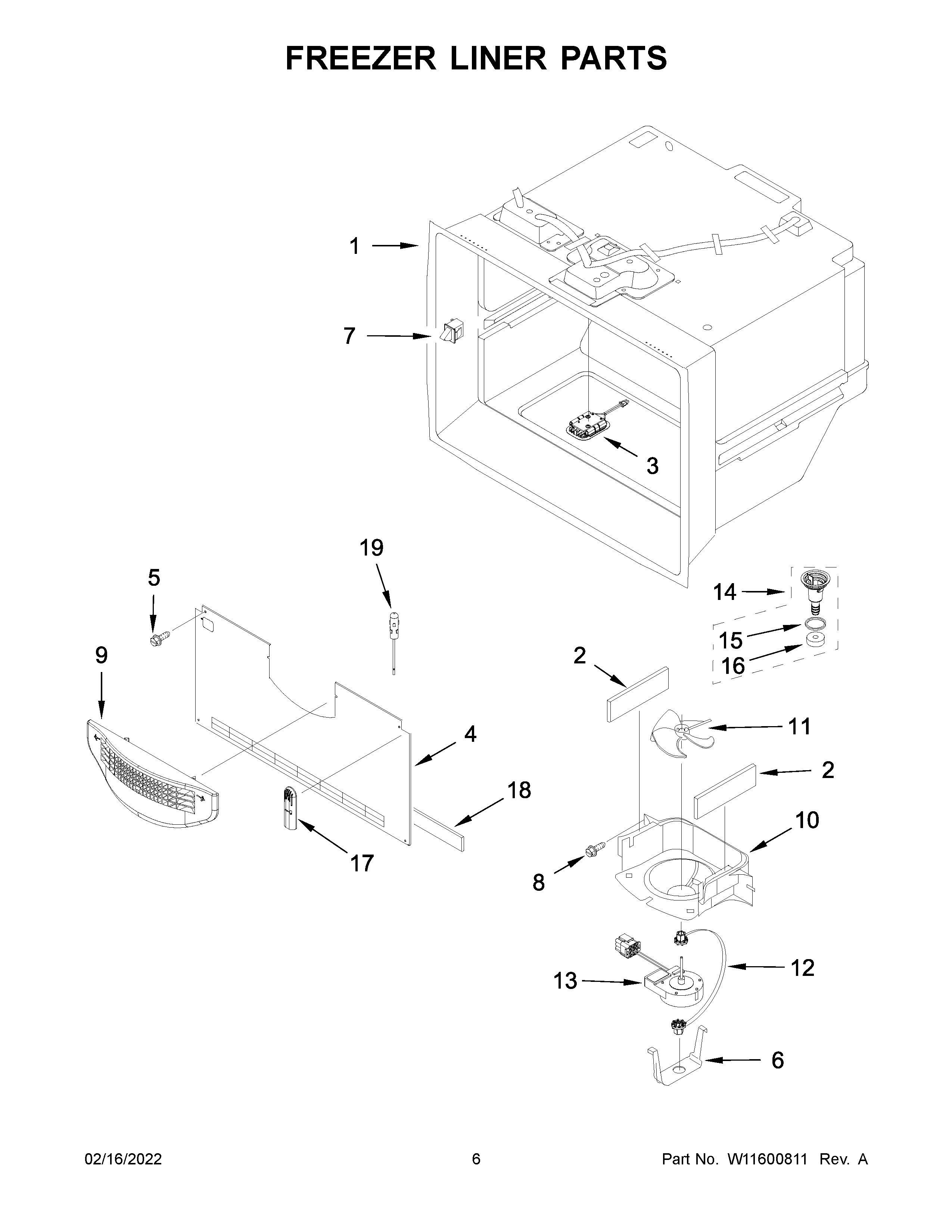 Freezer liner parts