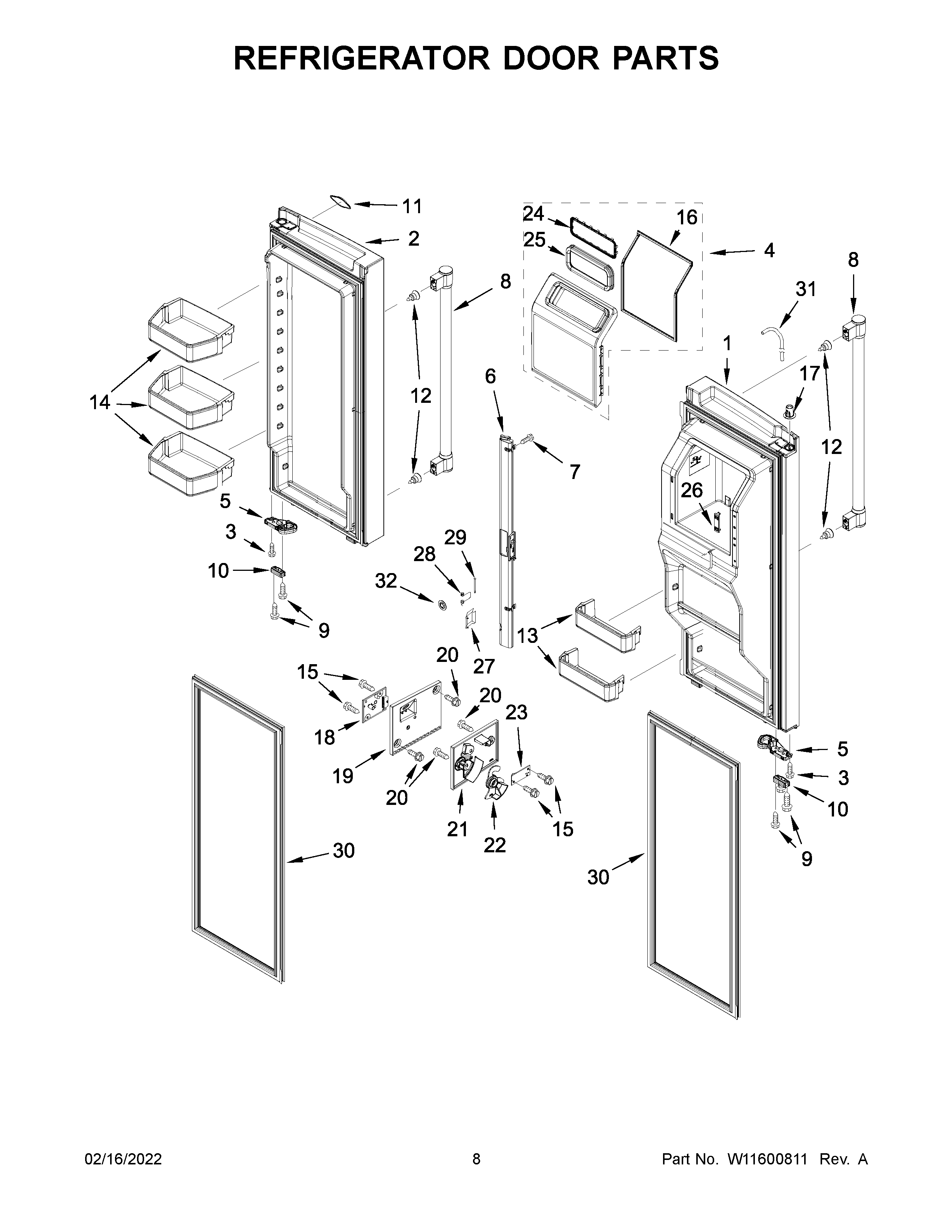 Refrigerator door parts