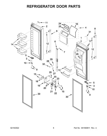 Refrigerator door parts