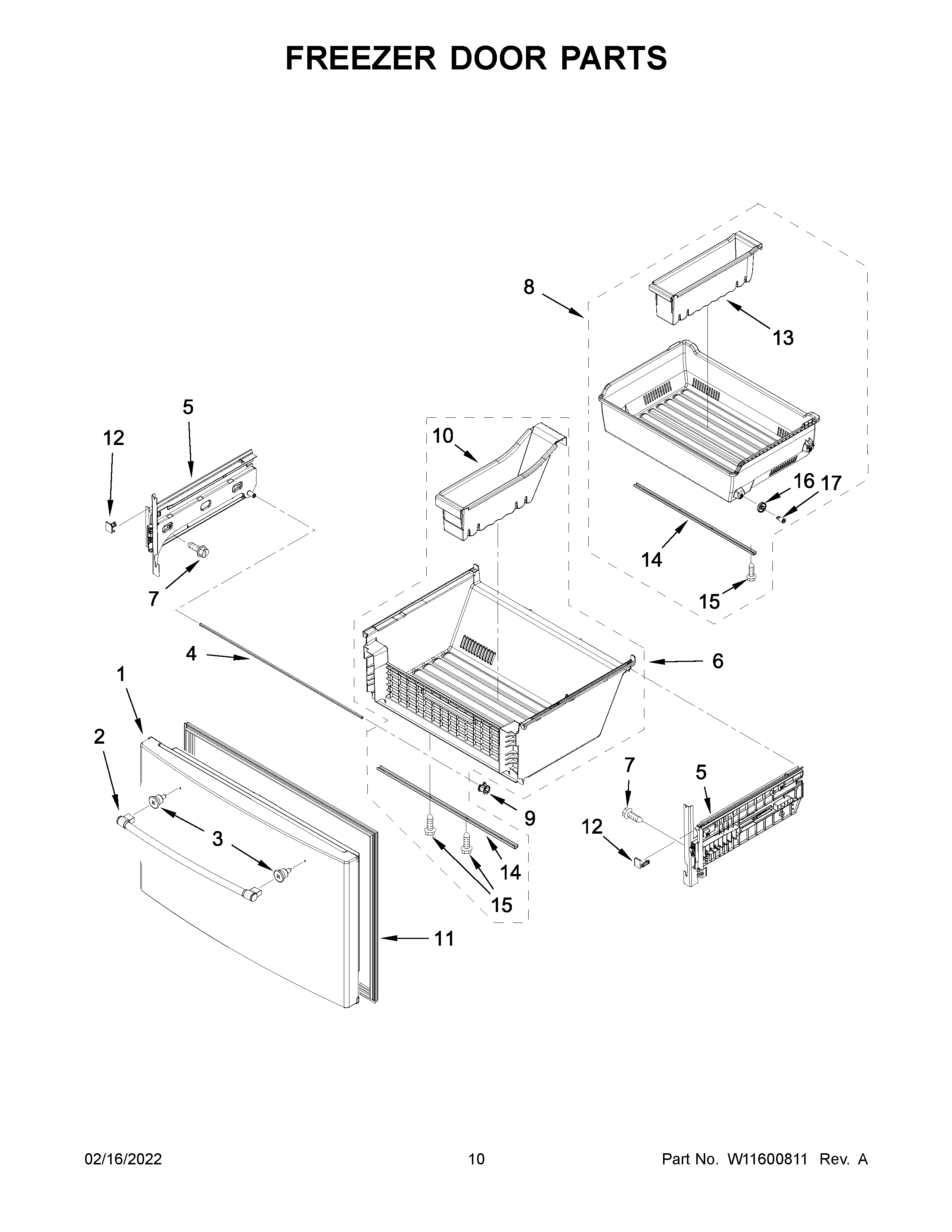 Freezer door parts