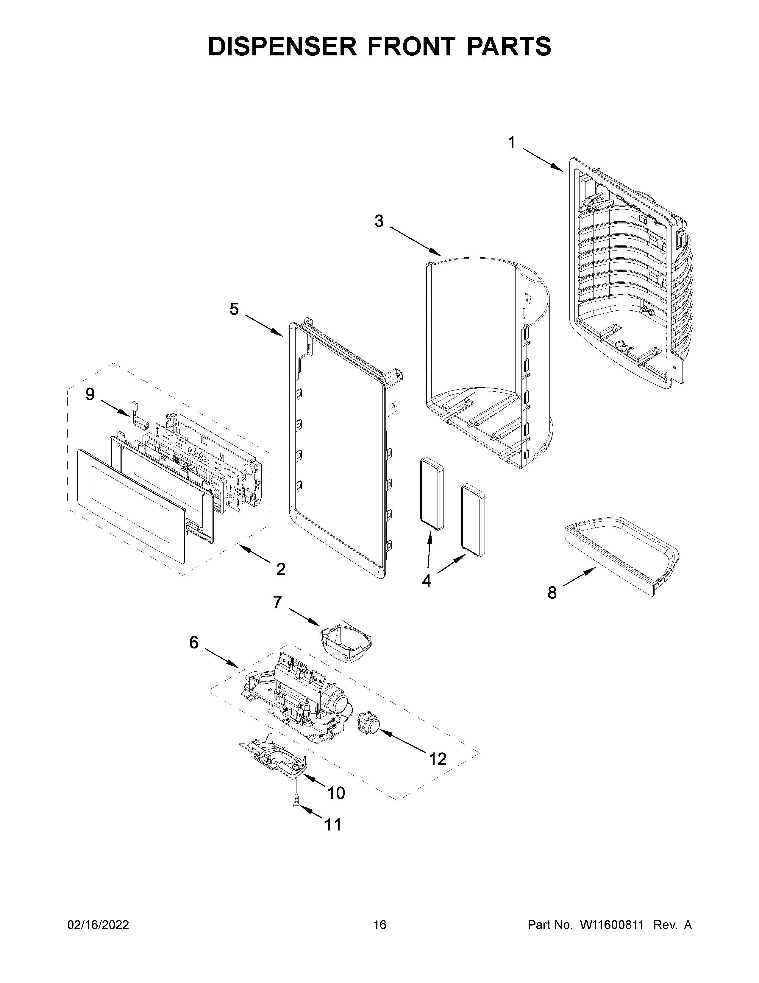 Dispenser front parts