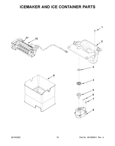 Icemaker and ice container parts