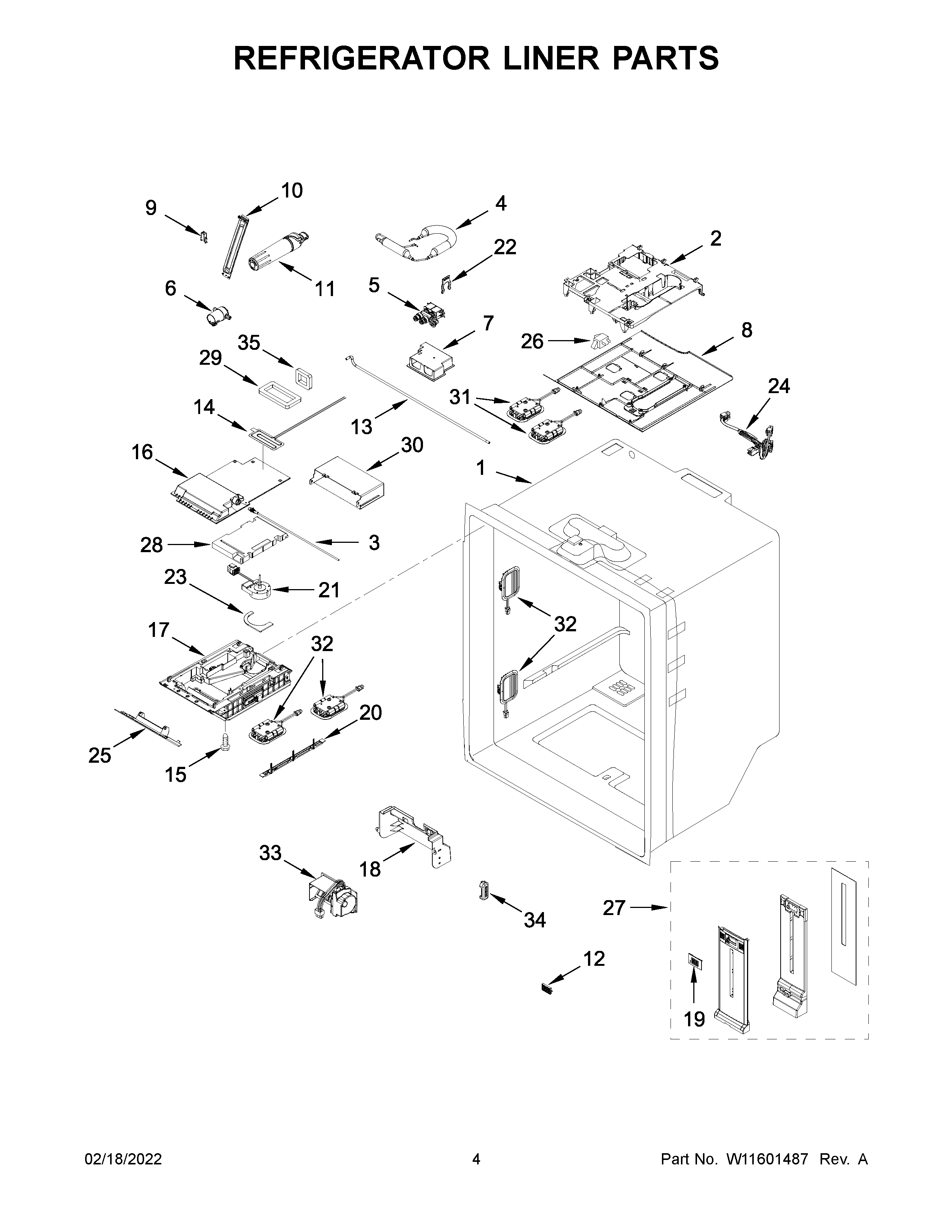 Refrigerator liner parts