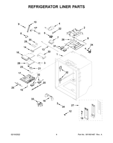 Refrigerator liner parts