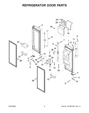 Refrigerator door parts