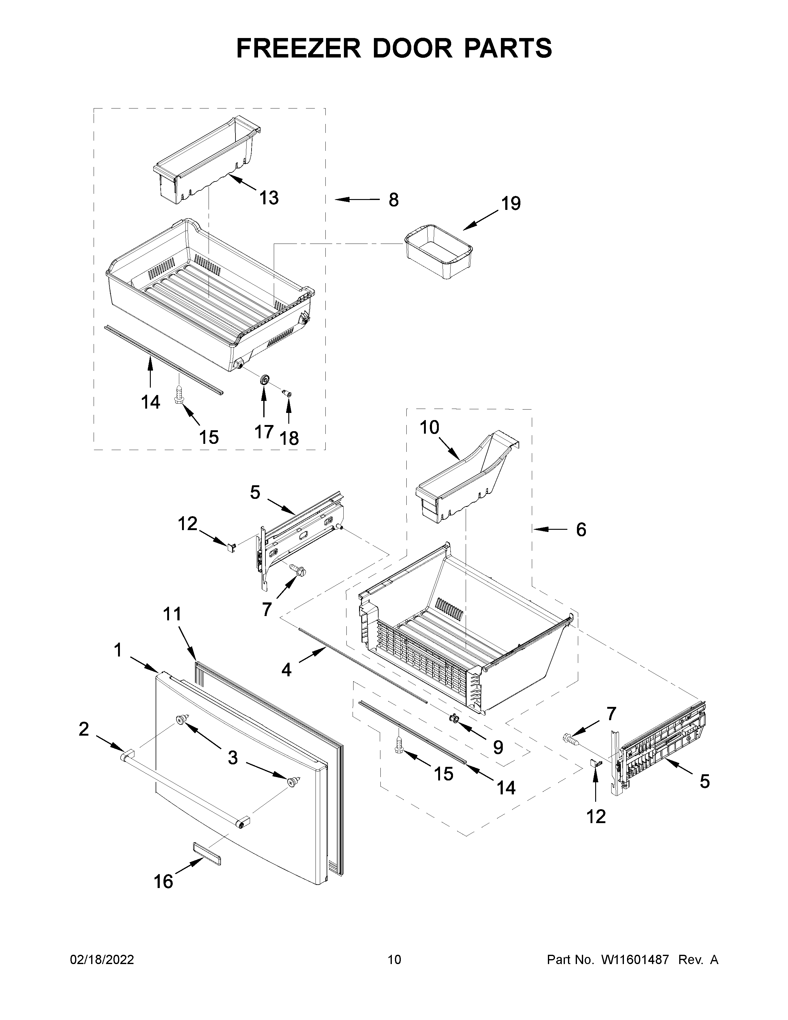 Freezer door parts