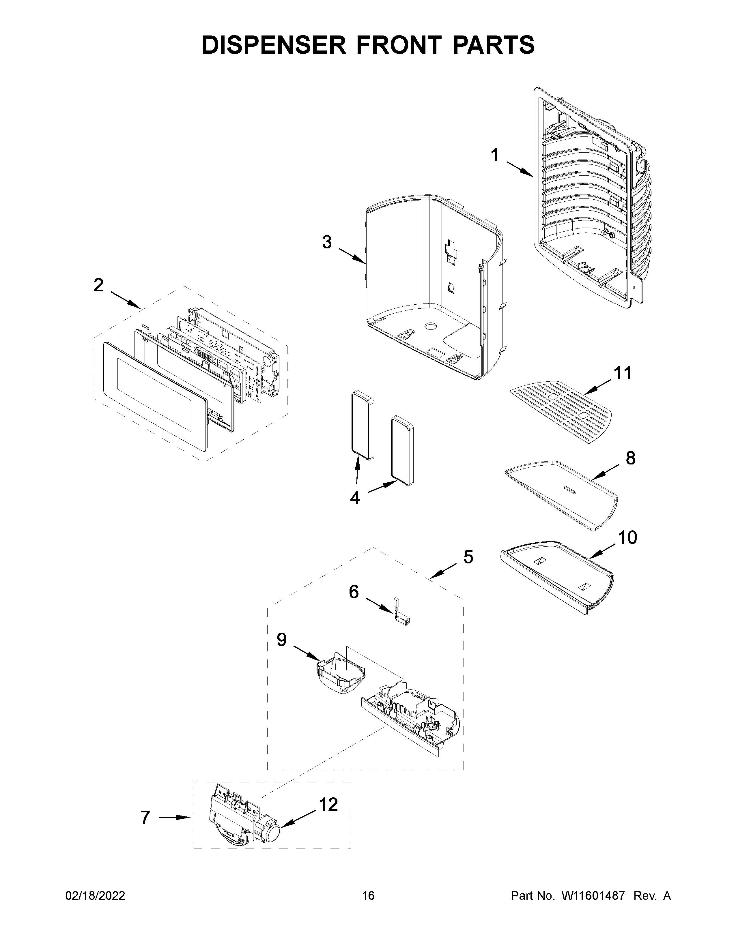 Dispenser front parts
