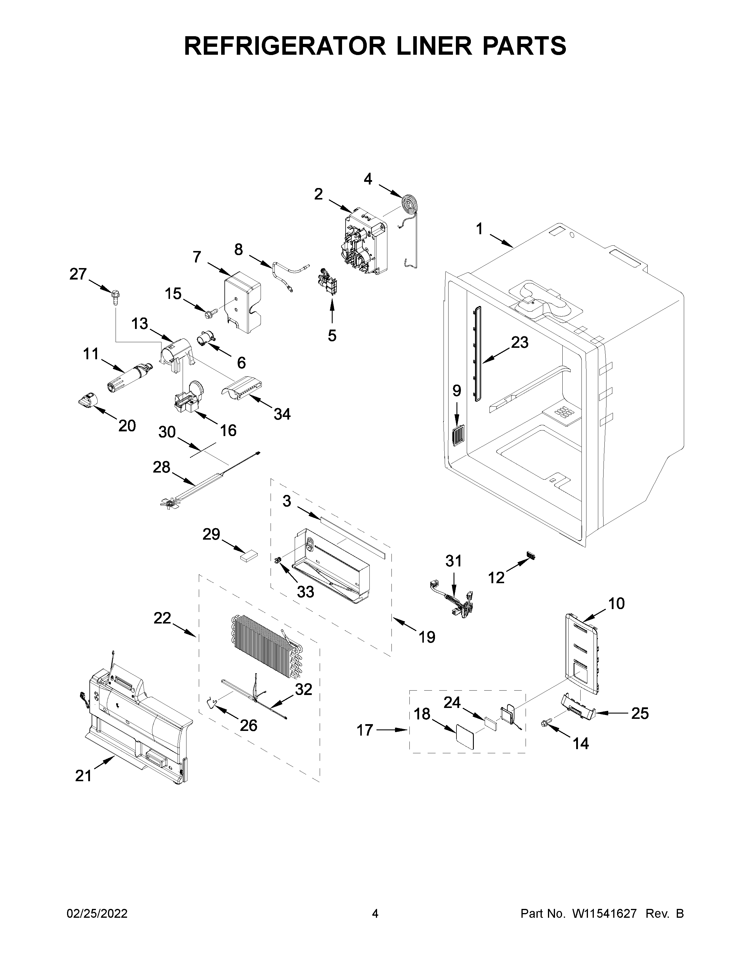 Refrigerator liner parts