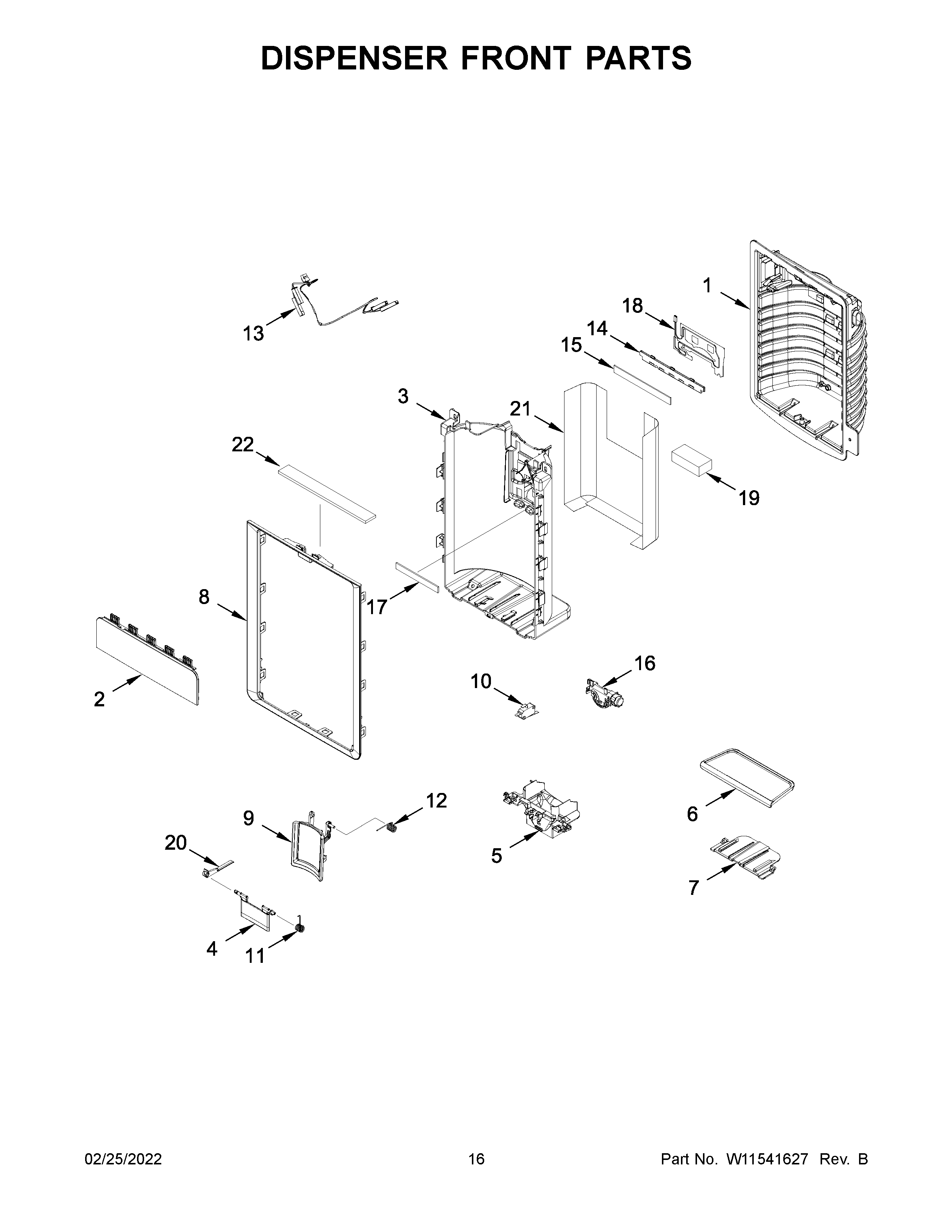 Dispenser front parts