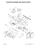 Cooktop, burner and grate parts