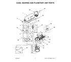 KitchenAid 5KSM195PSABK0 case, gearing and planetary unit parts diagram