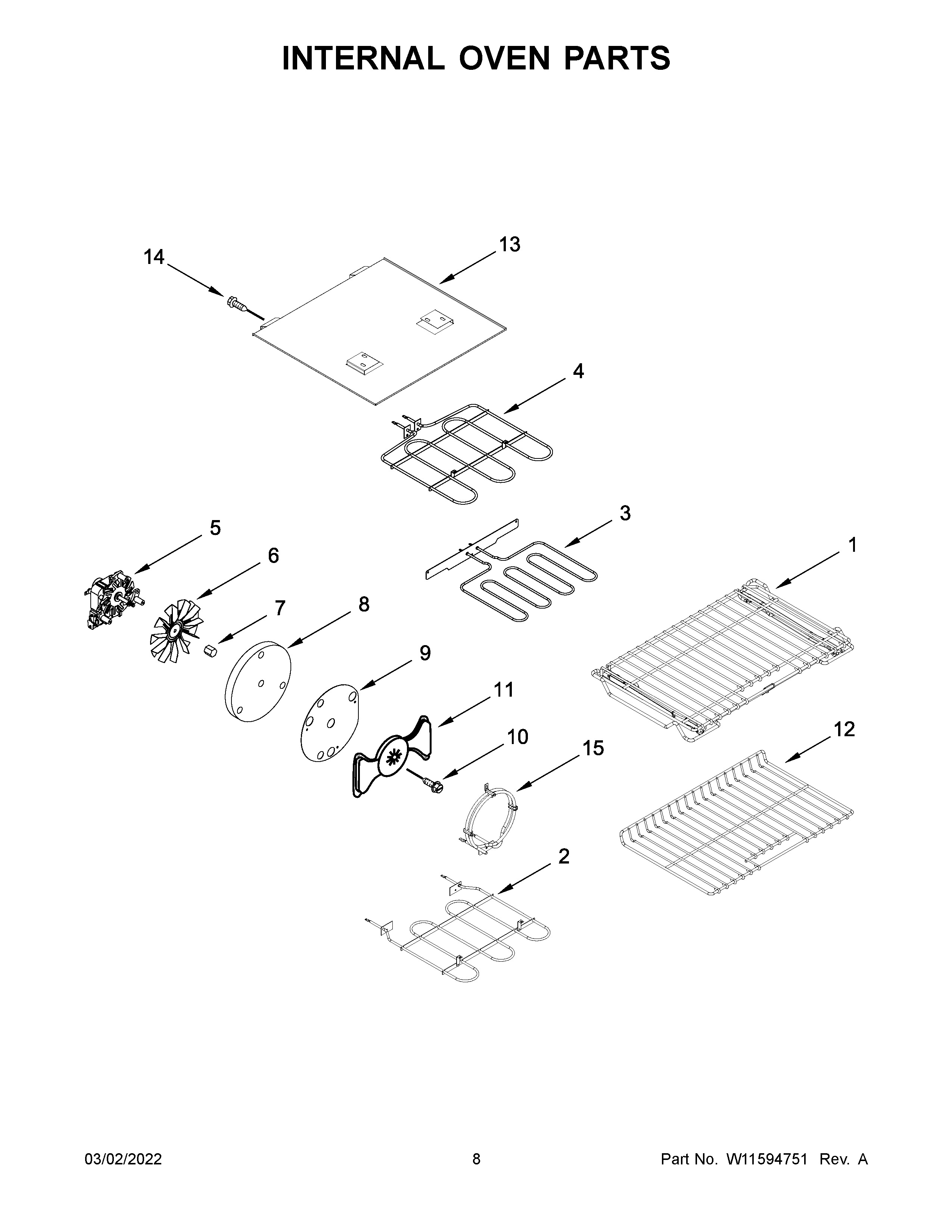 Internal oven parts
