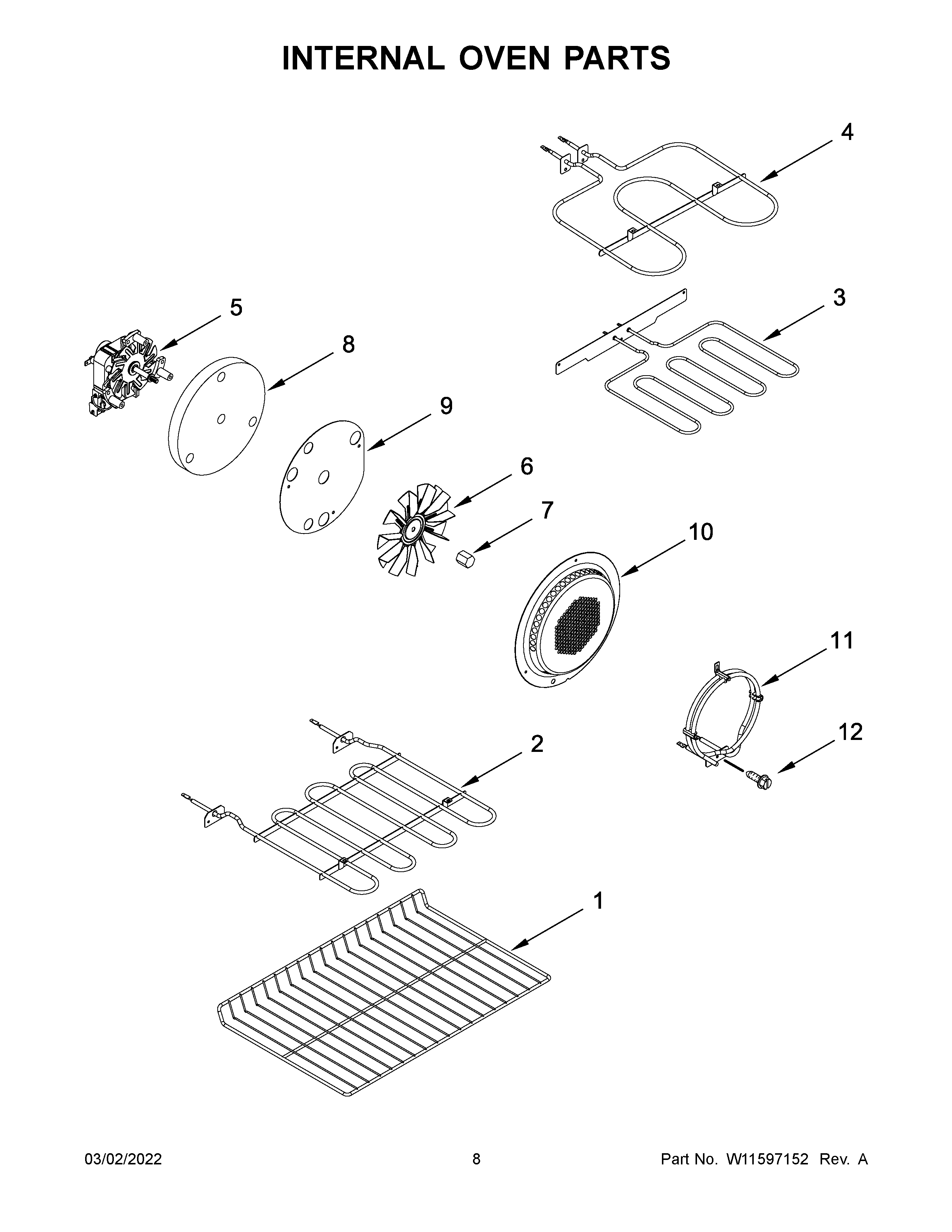 Internal oven parts