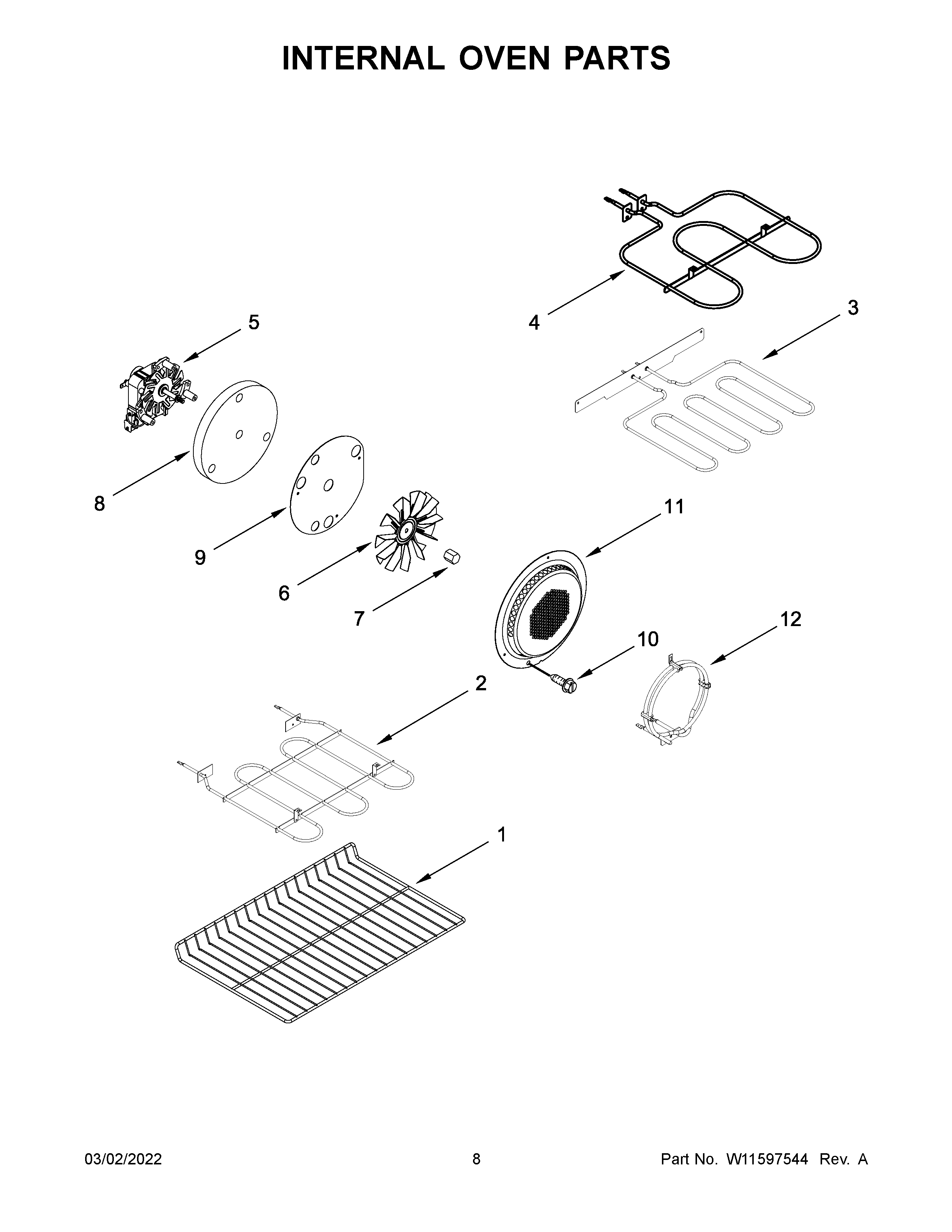 Internal oven parts
