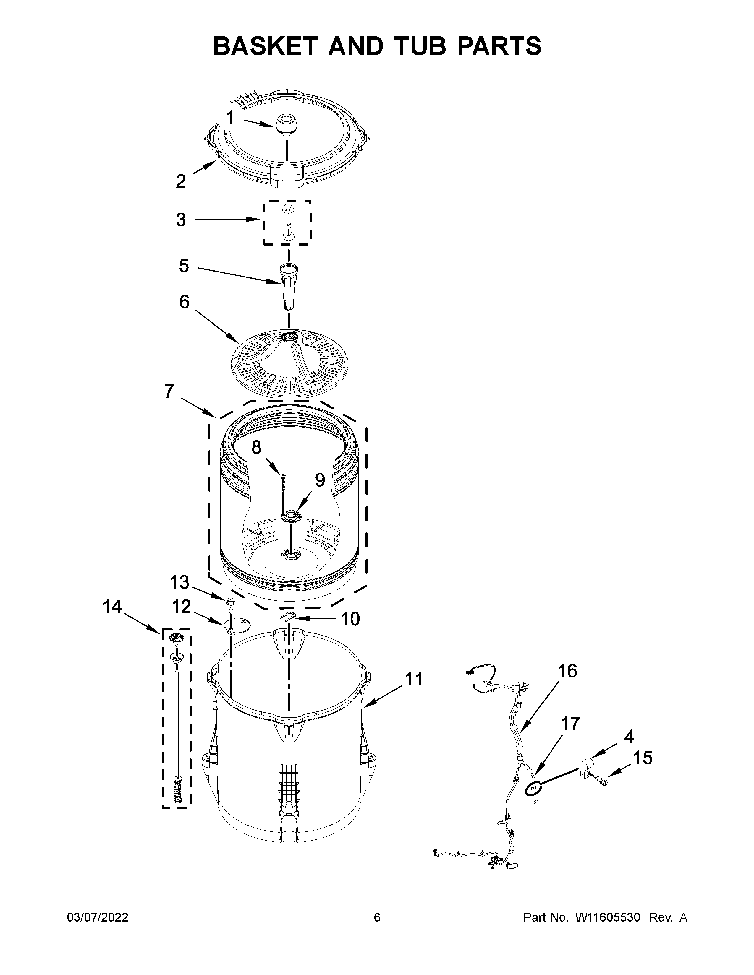 Basket and tub parts