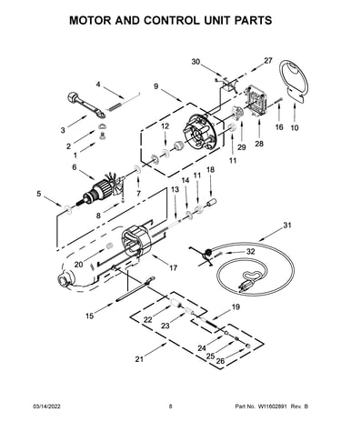 Motor and control unit parts