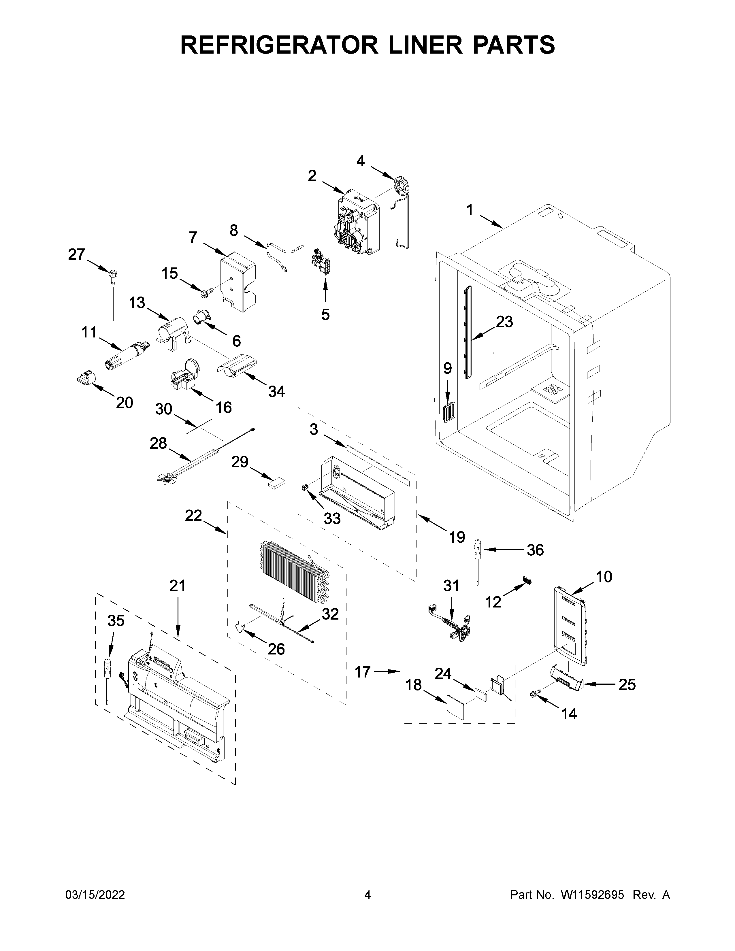 Refrigerator liner parts