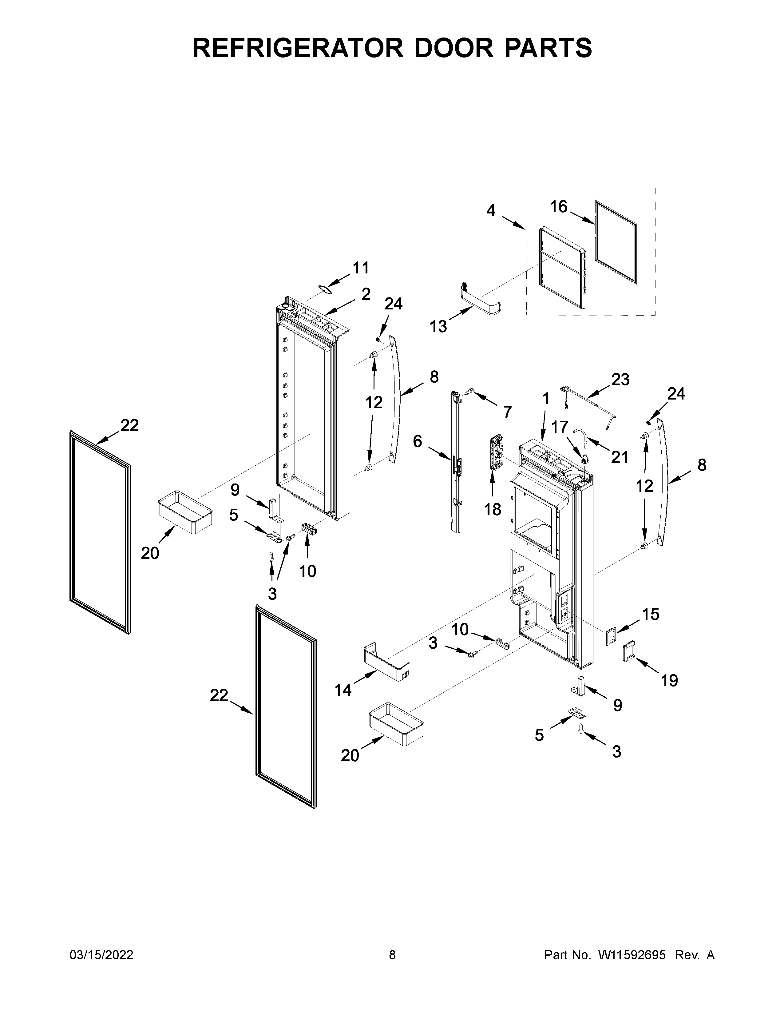 Refrigerator door parts