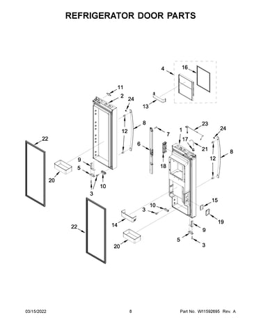 Refrigerator door parts