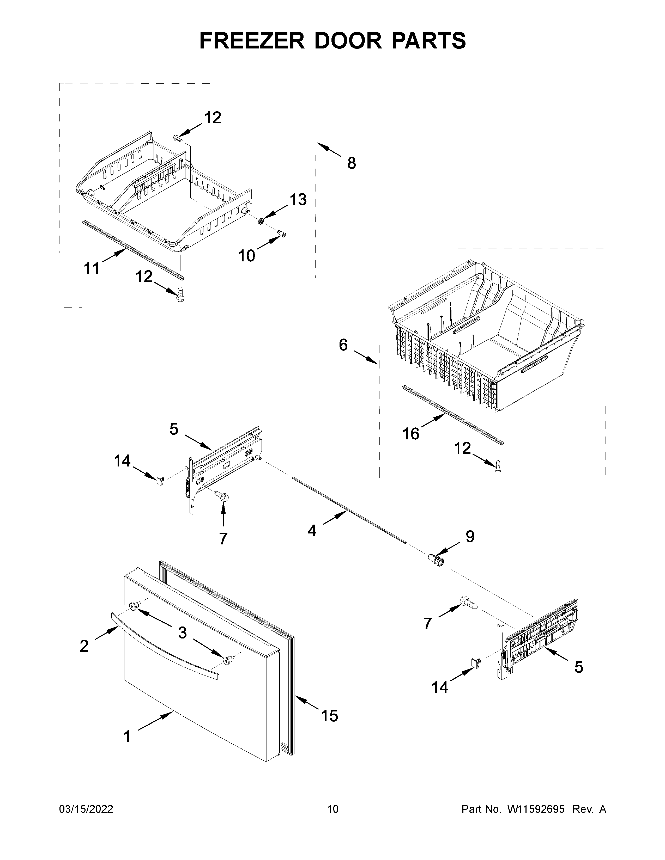 Freezer door parts