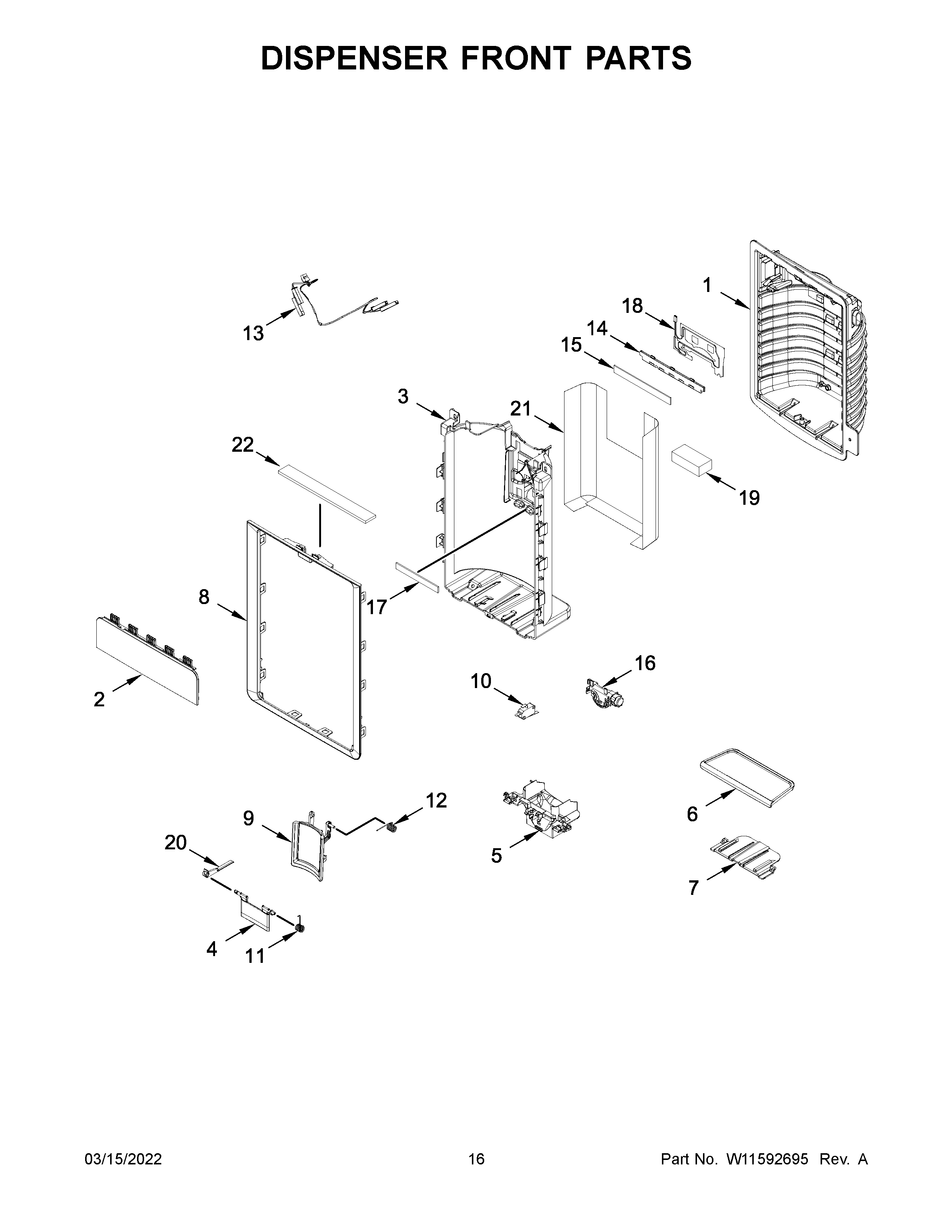 Dispenser front parts