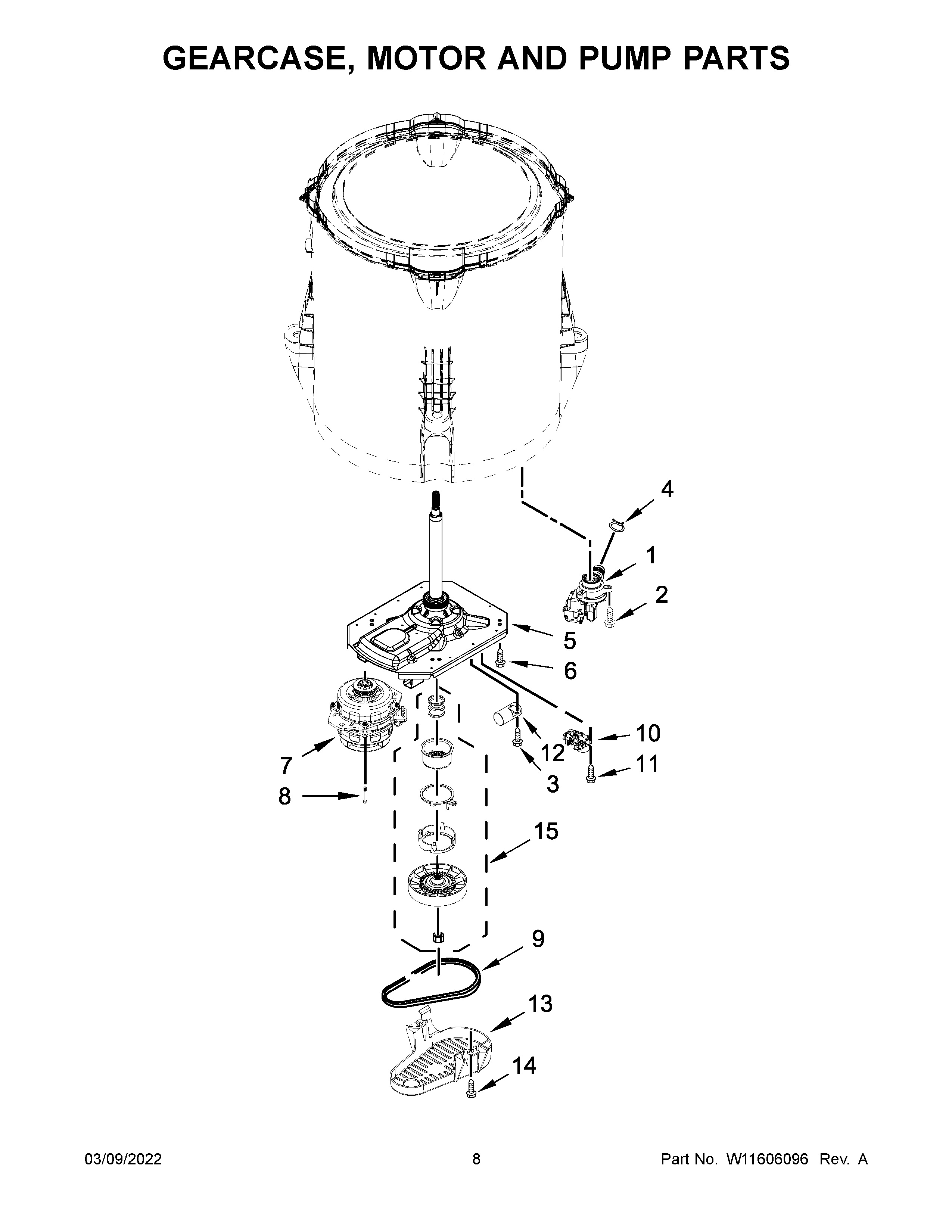 GEARCASE, MOTOR AND PUMP PARTS