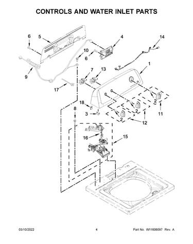 Controls and water inlet parts