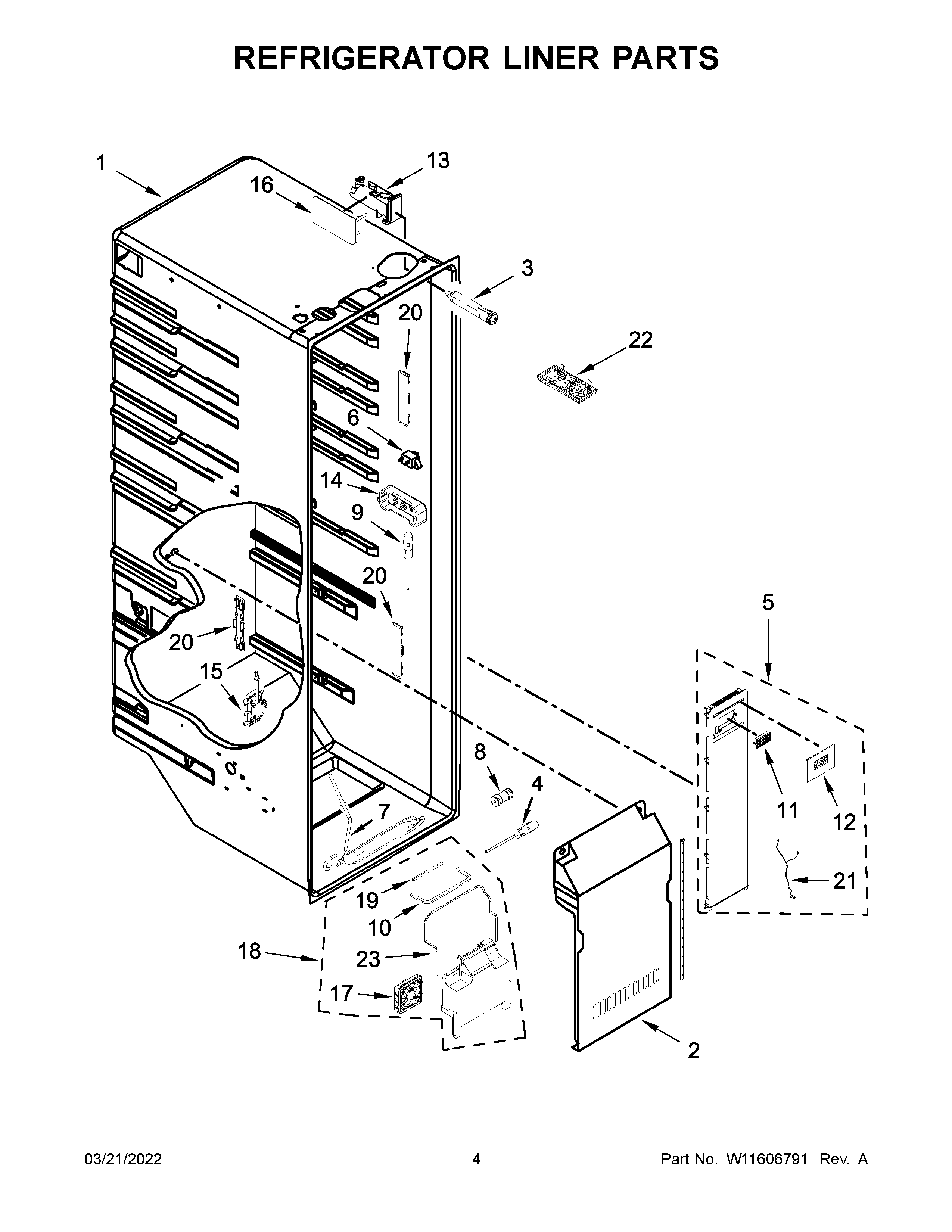 REFRIGERATOR LINER PARTS