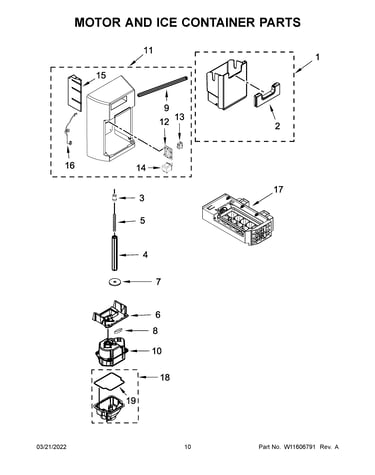 Motor and ice container parts